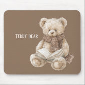 Braunes Creme Teddybär Buch Mousepad (Vorne)