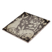 Braunes Cremes Kaninchen Blumenblätterung Holzdeko Fliese (Seite)