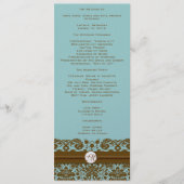 Braunes Damast-Monogramm-Hochzeitsprogramm Programm (Vorderseite)