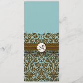 Braunes Damast-Monogramm-Hochzeitsprogramm Programm (Rückseite)