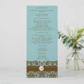 Braunes Damast-Monogramm-Hochzeitsprogramm Programm (Stehend Vorderseite)