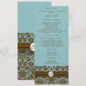 Braunes Damast-Monogramm-Hochzeitsprogramm Programm (Vorne/Hinten)