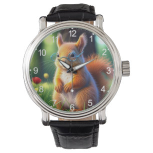 Braunes Eichhörnchen auf Gras-435435 Armbanduhr