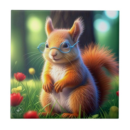 Braunes Eichhörnchen auf Gras-435435 Fliese (Vorderseite)