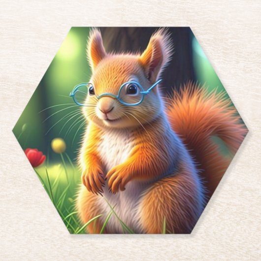 Braunes Eichhörnchen auf Gras-435435 Untersetzer (Vorderseite)