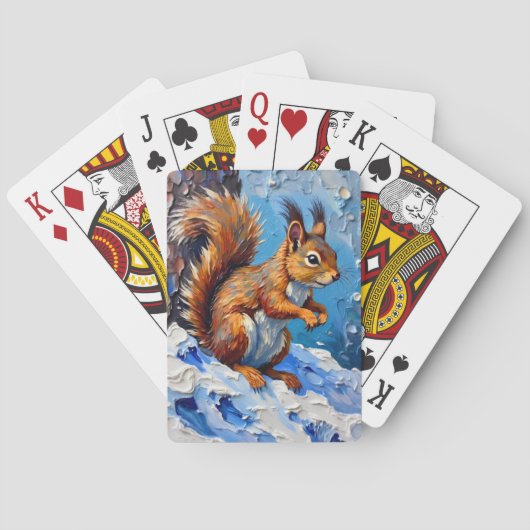 Braunes Eichhörnchen im Schnee Spielkarten (Rückseite)