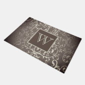 Braunes Elegant Blühe Monogramm Doormat Fußmatte (Schrägansicht)