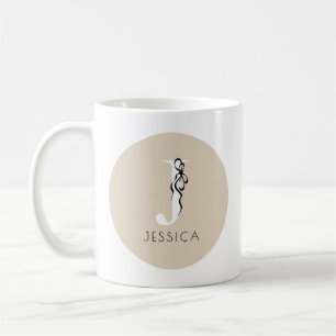 Braunes Elegantes Initial Mädchenhaft Feminines Ch Kaffeetasse
