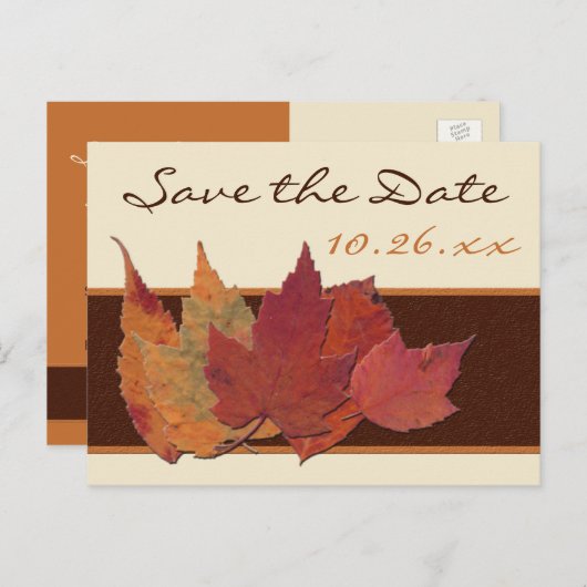 Braunes Elfenbein Rett Datum Postkarte (Vorne/Hinten)