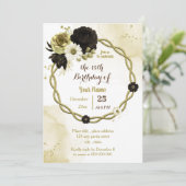 Braunes Elfenbeingold Blumenkranz Geburtstagsparty Einladung (Stehend Vorderseite)