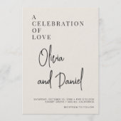 Braunes Espresso-Script-Foto-QR-Code-Hochzeit Einladung (Vorderseite)
