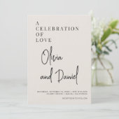 Braunes Espresso-Script-Foto-QR-Code-Hochzeit Einladung (Stehend Vorderseite)