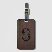 Braunes Fake Leder mit nähenden Stichen Gepäckanhänger (Vorderseite Vertikal)