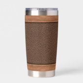 Braunes Fake Lederstiche Monogramm Individuelle Na Thermobecher (Rückseite)