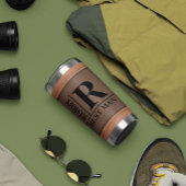 Braunes Fake Lederstiche Monogramm Individuelle Na Thermobecher