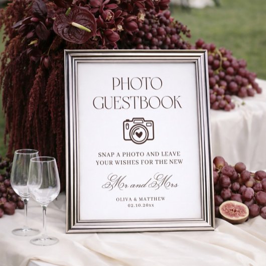 Braunes Foto-Gästebuch Hochzeit Poster