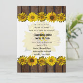 Braunes Foto mit gelben Sonnenblumen Einladung (Stehend Vorderseite)