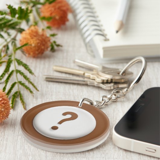 Braunes Fragezeichen mit doppeltem Kreis Hintergru Schlüsselanhänger (Vorderseite rechts)