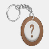 Braunes Fragezeichen mit doppeltem Kreis Hintergru Schlüsselanhänger (Vorderseite links)