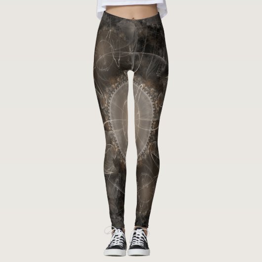 Braunes Fraktal Abstrakt Hintergrund Leggings (Vorderseite)