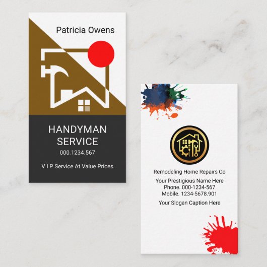 Braunes Gebäude Dachkonstruktion Visitenkarte (Vorne/Hinten)