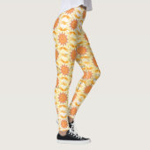 Braunes Gelbes Sonnenmuster überall Leggings (Rechts)