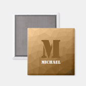 Braunes geometrisches Maschenmuster Monogramm Magnet (Vorderseite/Rückseite)