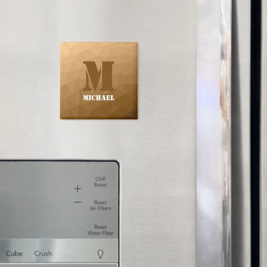 Braunes geometrisches Maschenmuster Monogramm Magnet (In Situ (Kühlschrank))