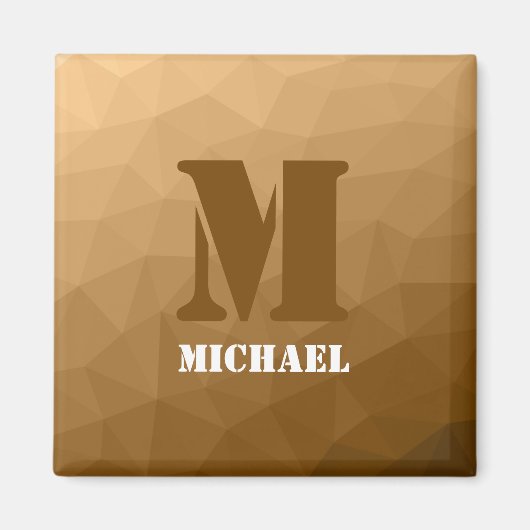 Braunes geometrisches Maschenmuster Monogramm Magnet (Vorne)