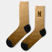 Braunes geometrisches Maschenmuster Monogramm Socken (Linkes Detail)