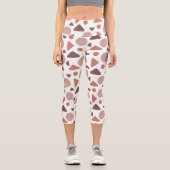 braunes geometrisches Muster Capri Leggings (Vorderseite)