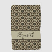 Braunes geometrisches Muster mit individuelle Name Golfhandtuch (Vorderseite)