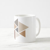 Braunes geometrisches Muster weiß Kaffeetasse (VorderseiteRechts)