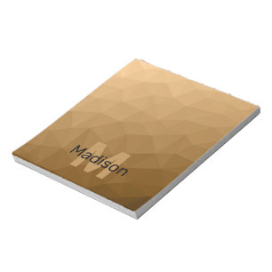 Braunes geometrisches Netz-Muster Monogramm Notizblock