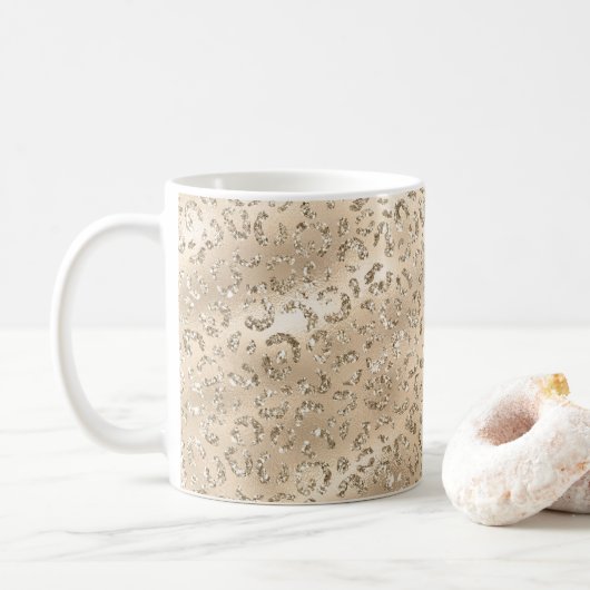Braunes Gepard-Leopardenfell-Druckmuster Tier Kaffeetasse (Mit Donut)