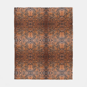 Braunes, geprägtes Kunstleder im Vintage-Stil Fleecedecke