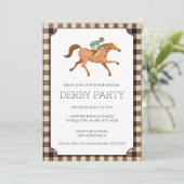Braunes Gingham Derby-Party Einladung (Stehend Vorderseite)