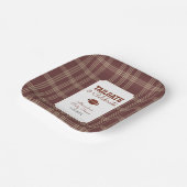 Braunes Gingham-Fußball-Tailgate-Baby-Shower Pappteller (Gewinkelt)