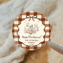 Braunes Gingham handgezeichneter Thanksgiving-Aufk