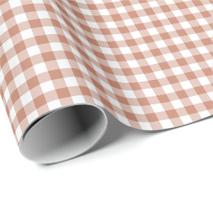 Braunes Gingham-Karomuster Geschenkpapier