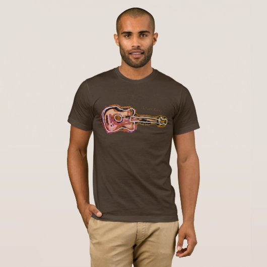 braunes Gitarrenbild T-Shirt (Vorne ganz)