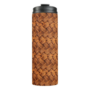 Braunes Glattleder aus Background, braun, rückseit Thermosbecher