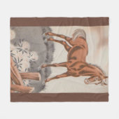 braunes glückliches Pferd Fleecedecke (Vorderseite (Horizontal))