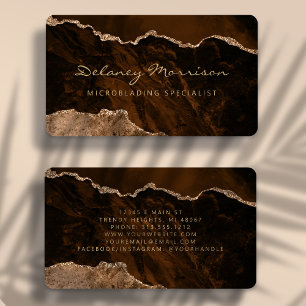 Braunes Gold Achat Microblading abgerundet Visitenkarte