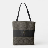 Braunes Gold Blatt Leder Muster & Monogramm Tasche (Rückseite)
