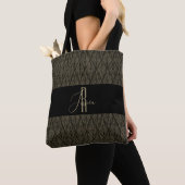 Braunes Gold Blatt Leder Muster & Monogramm Tasche (Von Nahem)