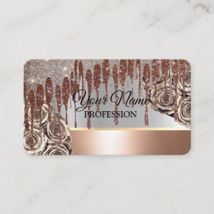 Braunes Gold Glitter Funkelnde Tropfen Visitenkarte
