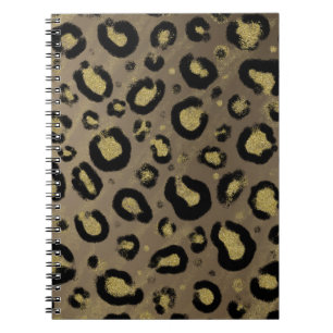 Braunes Gold Glitter & Schwarz Leopard Cheetah Dru Notizblock