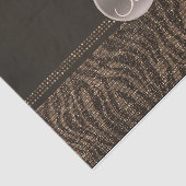 Braunes Gold Zebra Glanz Glam Monogramm Anfangsbuc Seidenpapier (Ausschnitt)