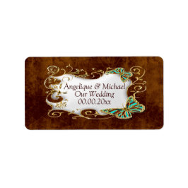 Braunes Goldmedaille Hochzeitwein Siegel Adressaufkleber